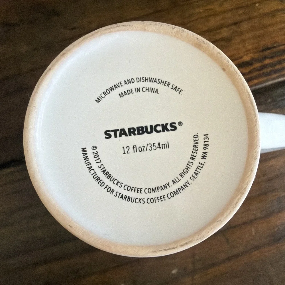 Starbucks 2017 White Green Siren Logo Coffee Mug 12 oz Ceramic
